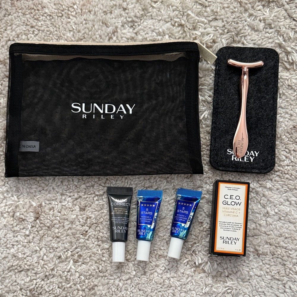 Sunday Riley Skincare Collection with Rose Gold Tool